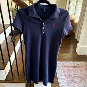 Ralph Lauren Navy Polo Dress with Pink Pony Emblem
